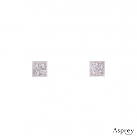 Asprey Platinum Square Diamond Earrings